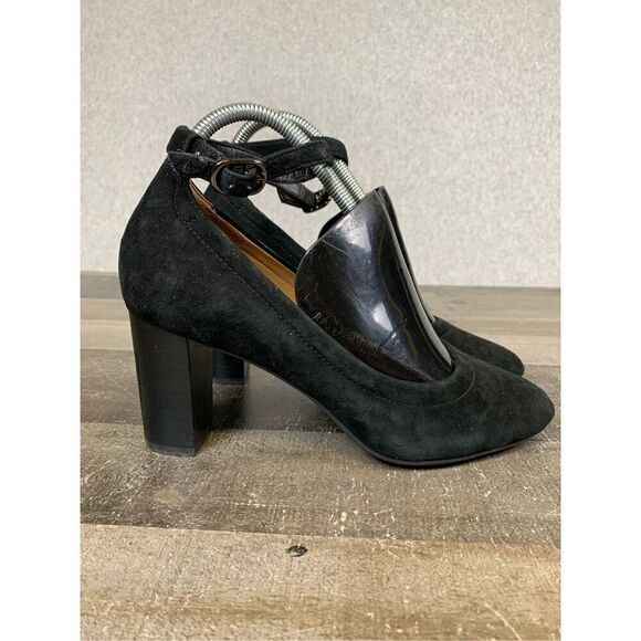 Clarks Chryssa Jana pump womens 8 black suede corpcore ankle strap - Picture 1 of 11